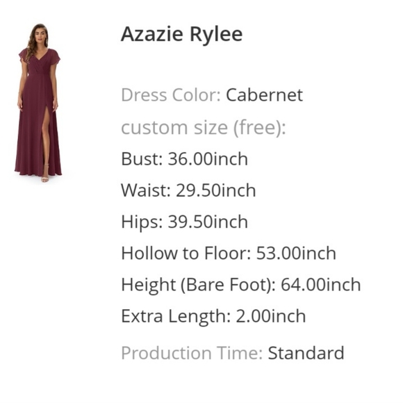 Azazie Rylee Dress - Cabernet - Picture 3 of 4
